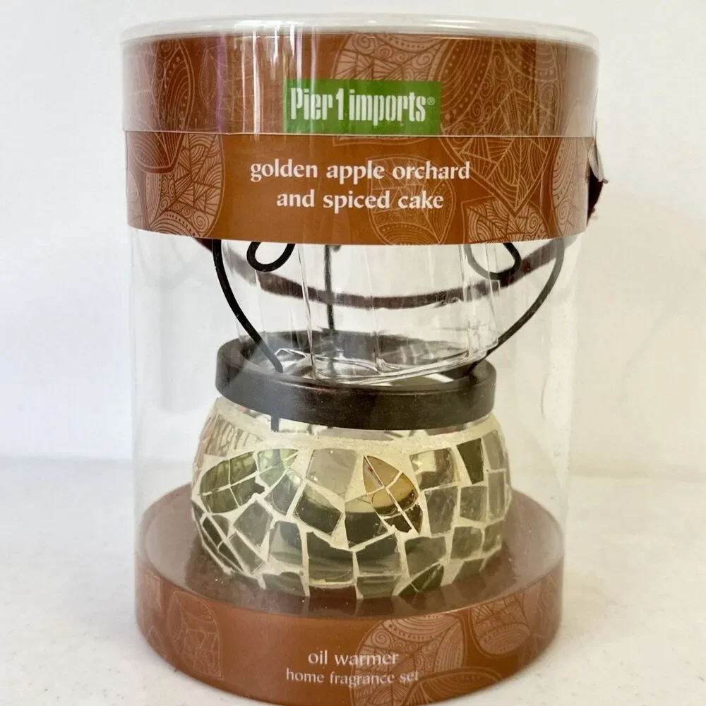 NIB Pier 1 Imports Spiced‎ Cake & Golden Apple Orchard  Oil & Warmer NEW Set